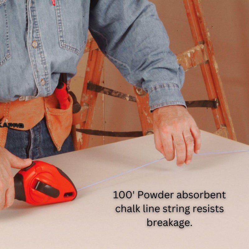 Kapro 214 Ergonomic Sure Grip Layout and Marking Chalk Line with Retractable Line Level  100' Line by Kapro - Image 3